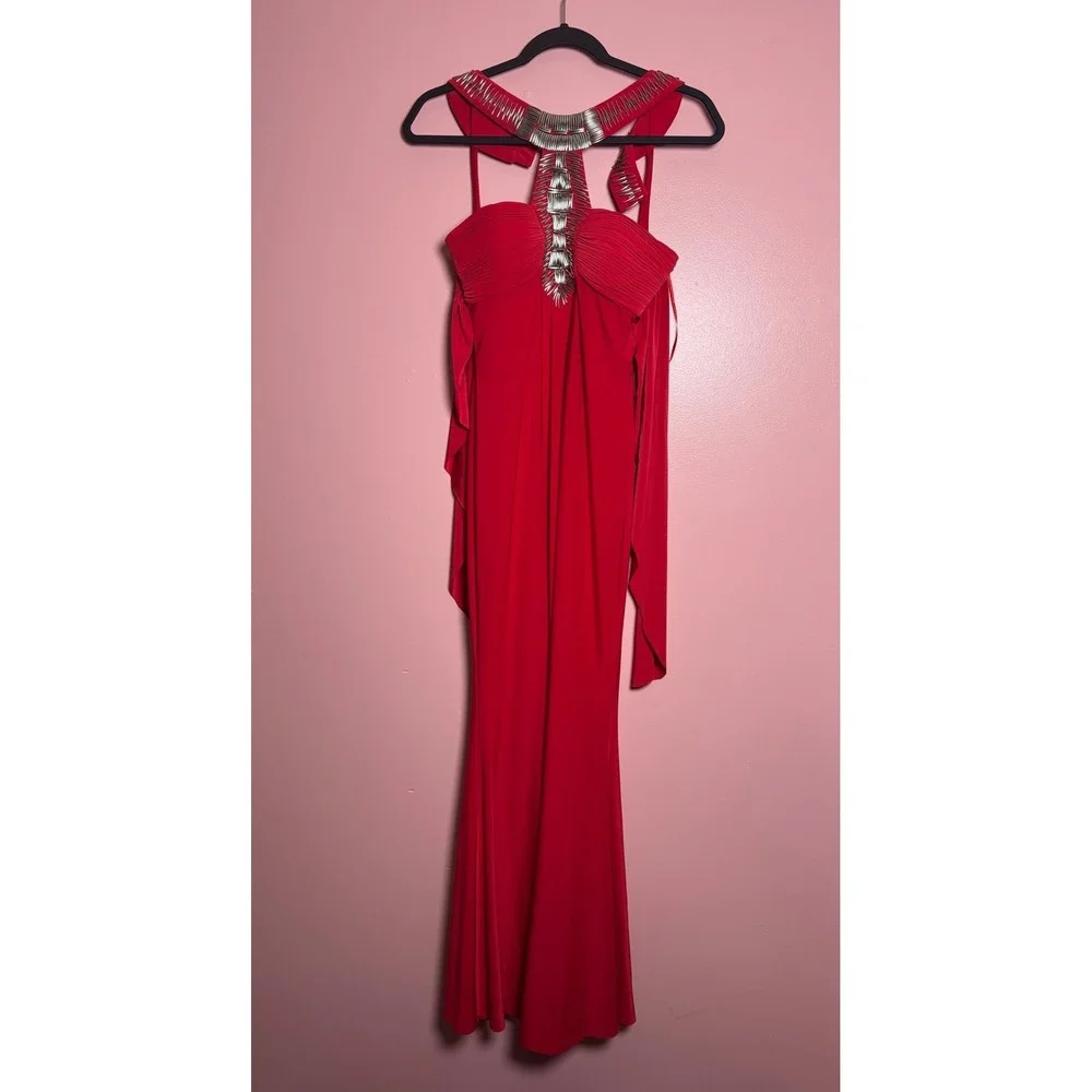 jovani red dress open back strapless open back dress Applique Sleeveless A-line Gown by Jovani 06207 ABC Fashion